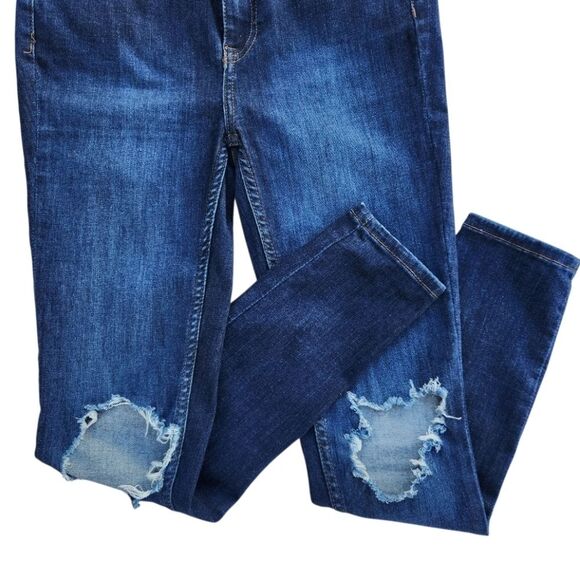 Free People Women Pants Busted Distressed High Rise Skinny Blue Jeans Size 28 - Picture 9 of 16